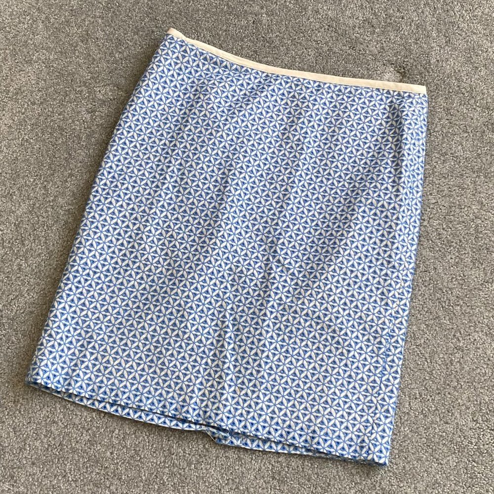 Talbots Blue & White Eyelet Pencil Skirt for Spring/Summer NWOT US6P -    B611